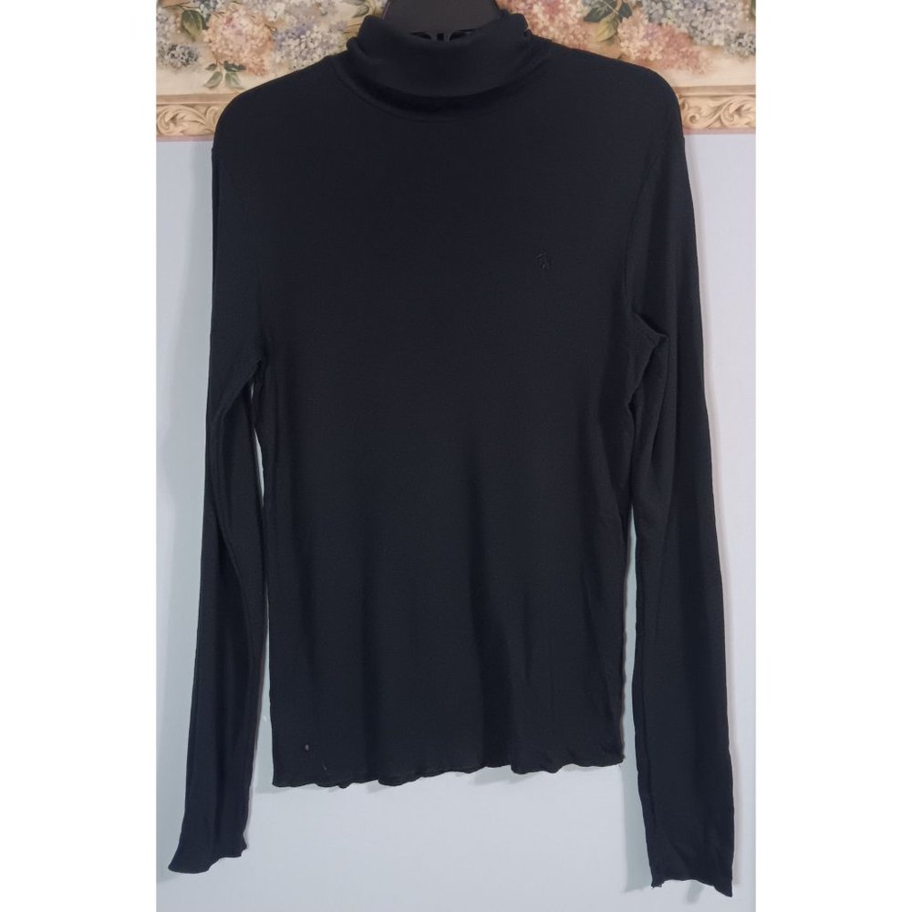 Ralph Lauren Sport XL Black Logo Stretch Classic Lightweight Turtleneck Top